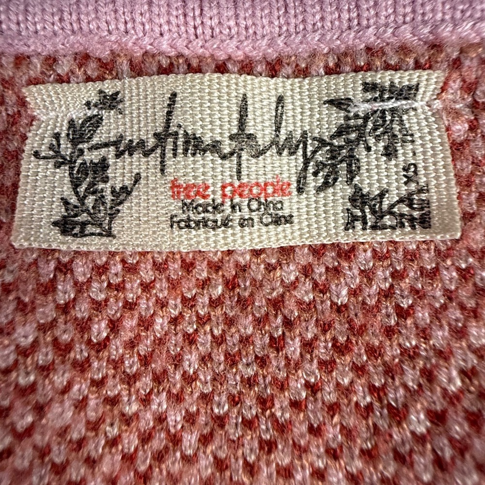 Free People Snow Bunnies Square Neck Bodysuit Pink Fair Isle Sweater XS - Picture 4 of 10